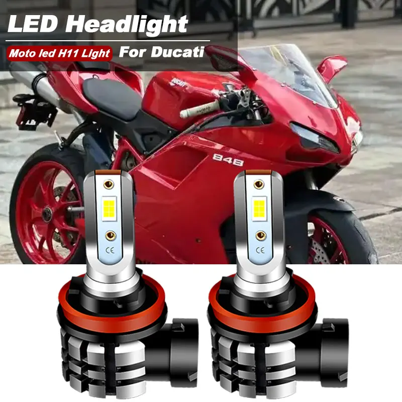 2 uds bombillas LED para faros delanteros de motocicleta 12V 9600LM para Ducati 848 EVO 1098 1198 Multistrada 1200 luz Led para Moto 6000K lámpara blanca