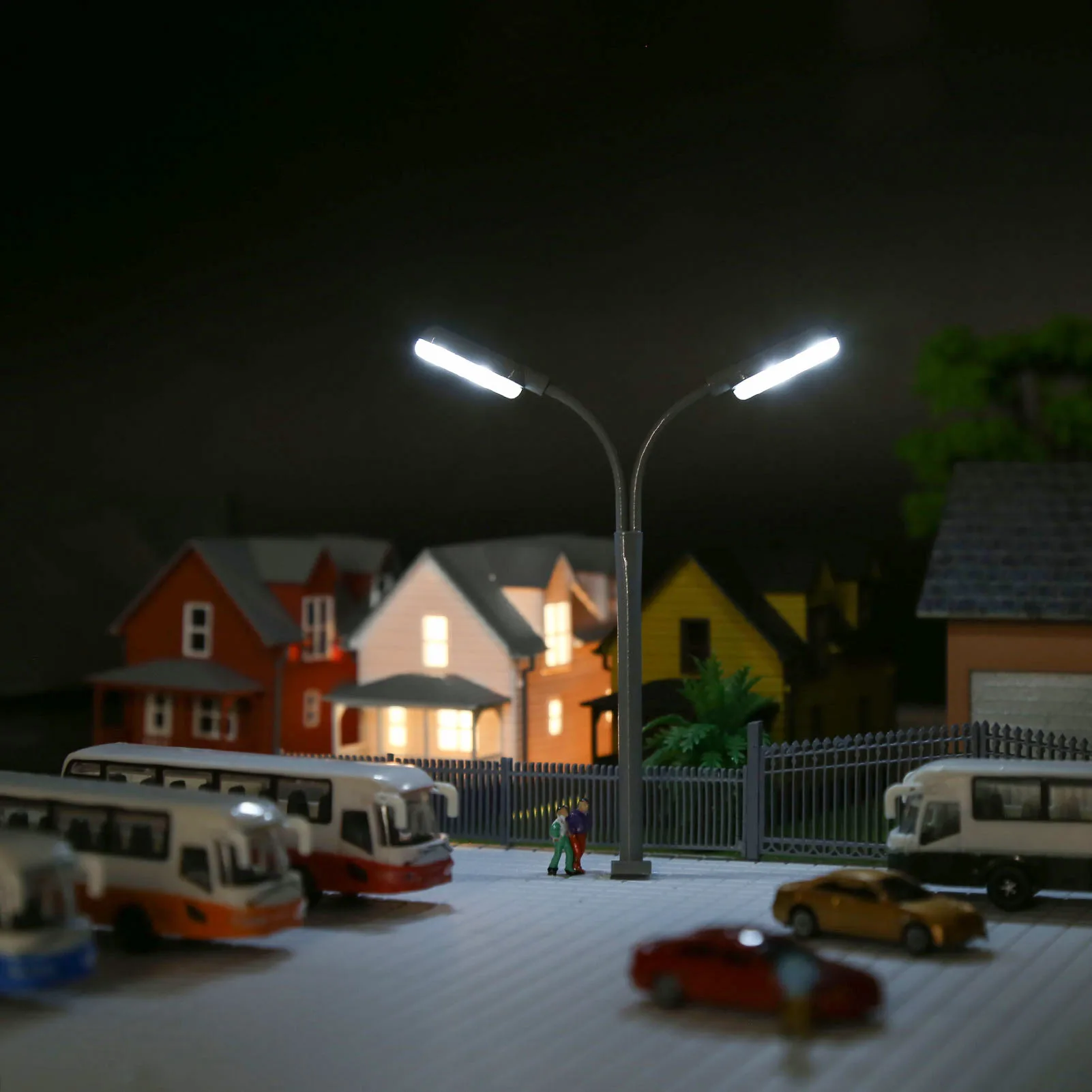 Evemodel 5pcs Model Trains N Scale 1:160  Bright White LEDs Lamp Street Lights Two-heads LD04NWGr