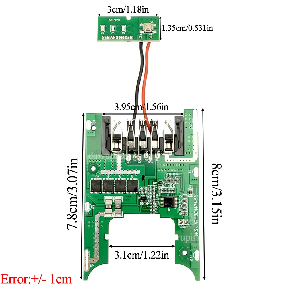 DCB200 Lithium Battery PCBA LED BMS for Dewalt 18V 20V Li-ion Battery Parts DCB180 DCB205 Charging Protection Circuit Board