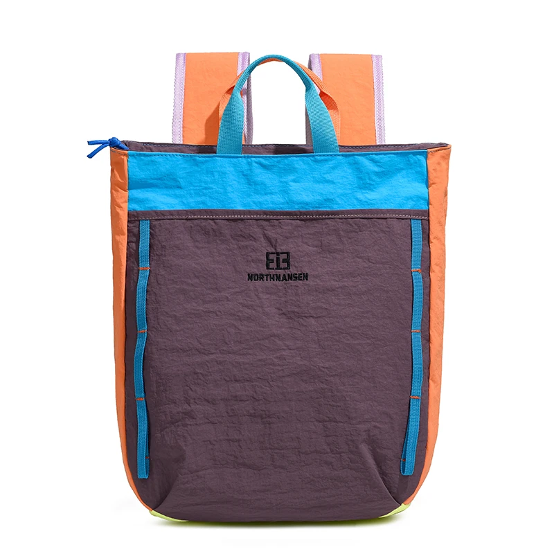 حقيبة ظهر نسائية عصرية مصنوعة من نسيج النايلون المقاوم للماء وخفيفة الوزن وتصميم كتلة الألوان لحقيبة السفر على الطراز الشخصي