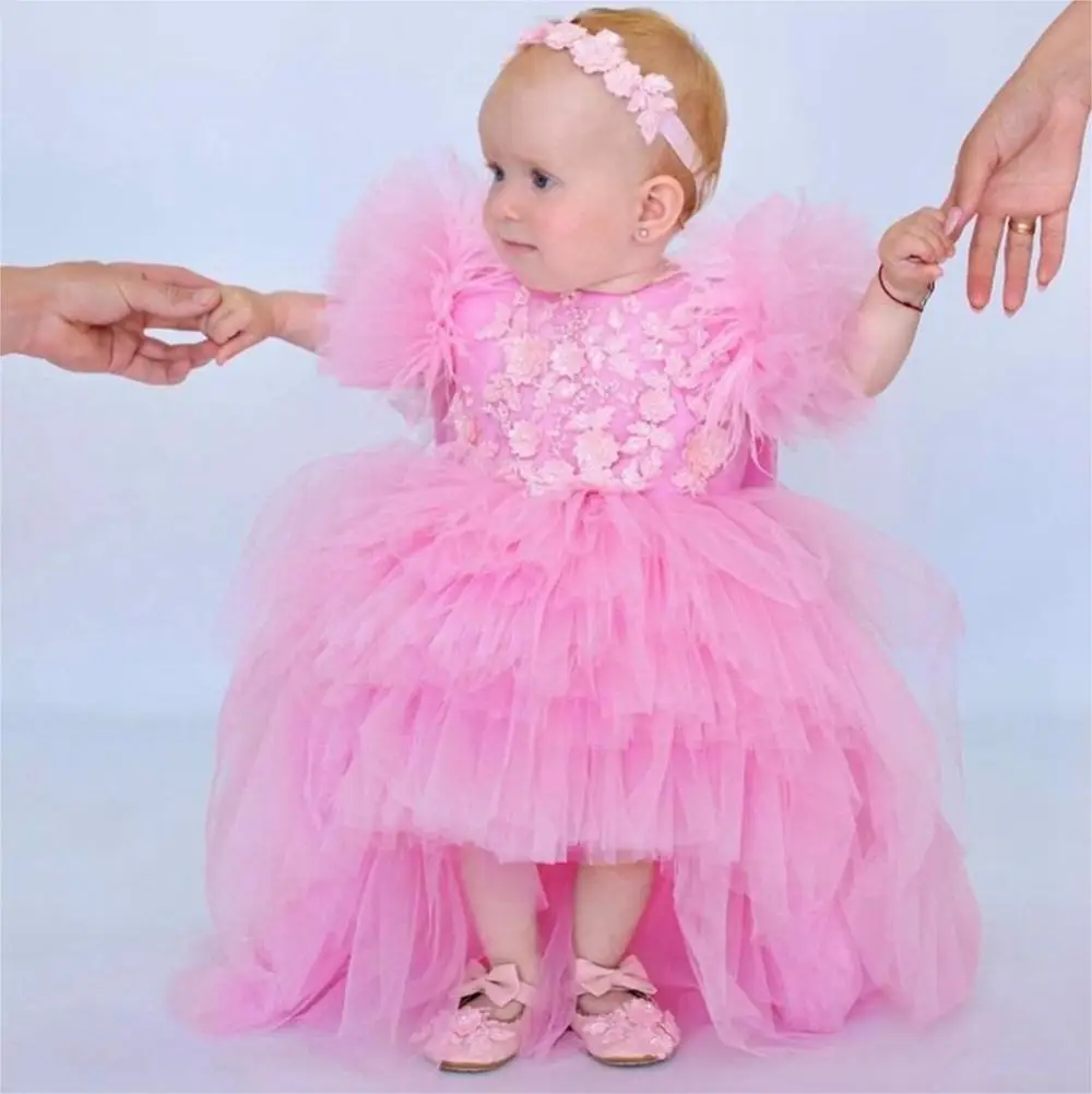 Roze Pluizige Puff Vestidos Moeder Dochter Bijpassende Tutu Jurk Mama En Mij Outfits Voor Babyshower Of Fotoshoot