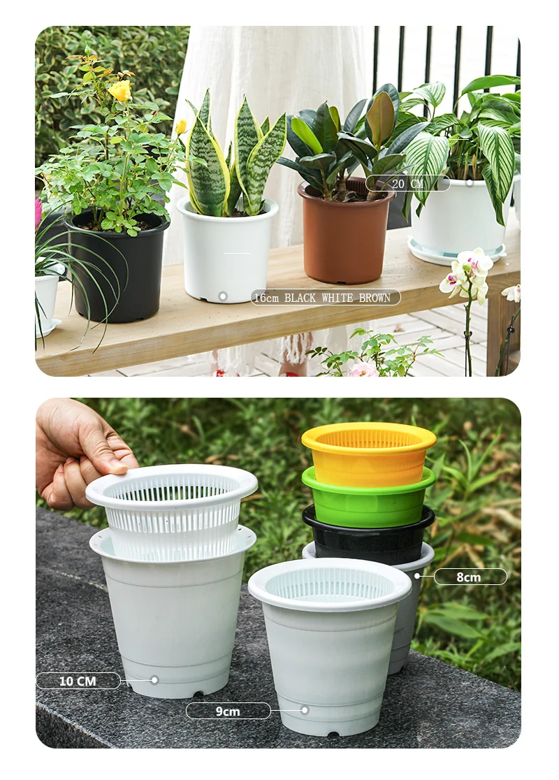 Meshpot Kunststoff-Blumentopf, Orchideentopf mit Löchern, doppelschichtiger Orchideentopf zum Umfüllen von Heim-Pflanzgefäßen, Garten-Sets – Detail 6