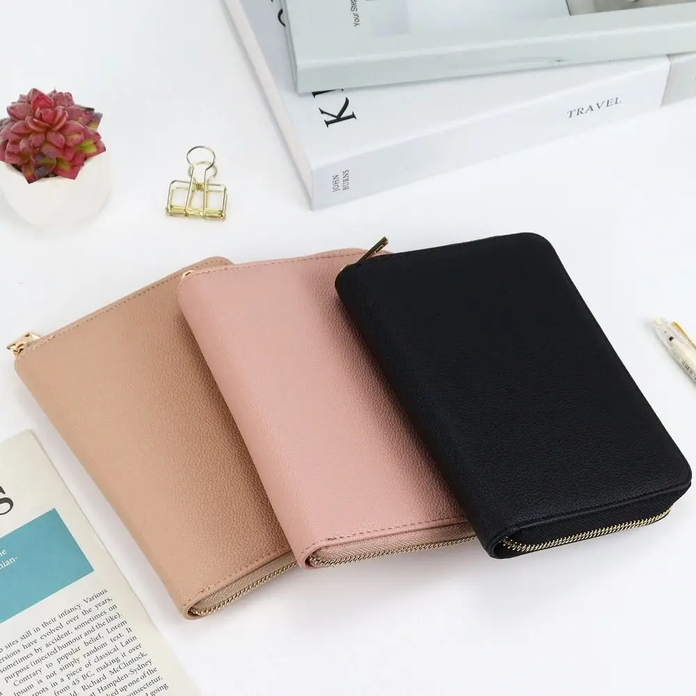 Fashion PU Leather Card Bag Multiple Card Large Capacity Coin Purse Solid Color Waterproof Card Case