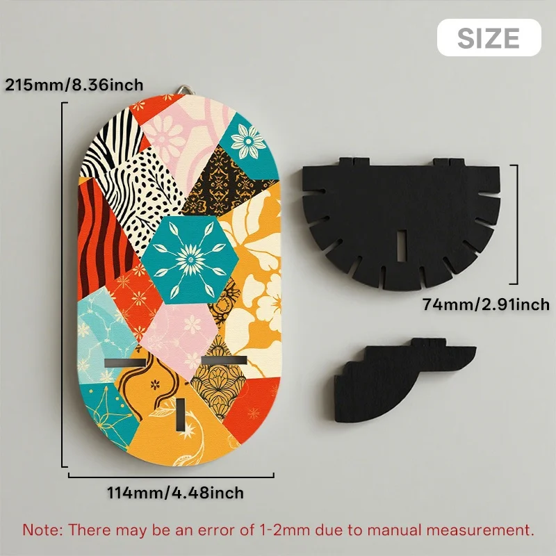 Bohemian -Themed Artificial Wood Wall Shelf with Fruit & Floral Patterns - Multi-Functional Storage Rack Suitable for, Key