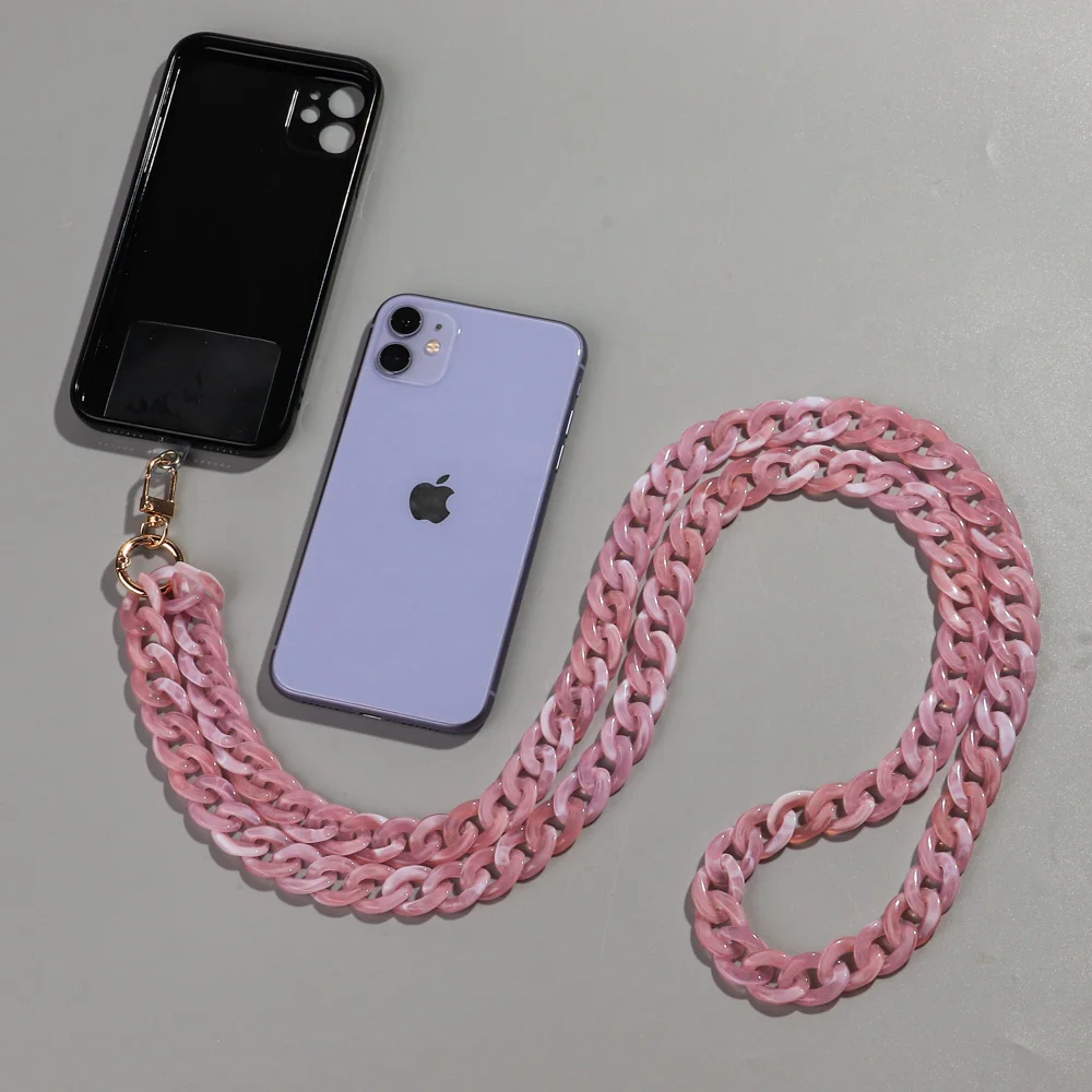 120cm Bevel Design Anti-lost Phone Lanyard Rope Neck Strap Colorful Portable Acrylic Cell Phone Chain Accessories Gifts Outdoor