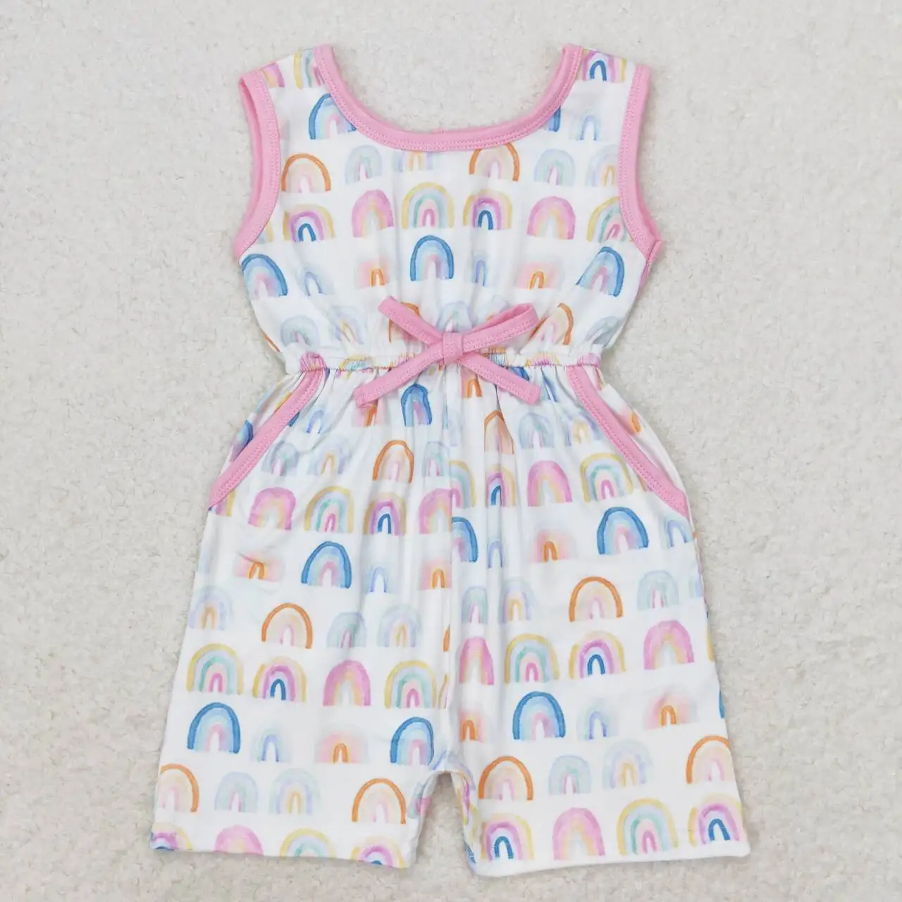 

Kids baby Boutique wholesale pink rainbow jumpsuit Toddler girls summer Clothing hot sale overalls Children Fashion red outfits