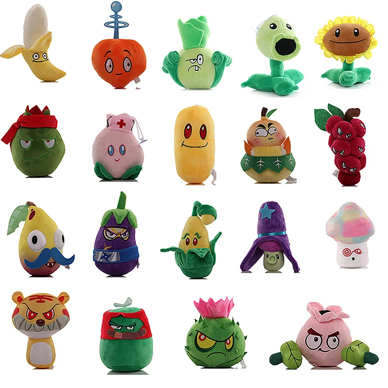 Plants vs Zombies Peashooter Plush Toy Doll Heavenly Peach Grapeshot Fire Gourd Plush Soft Stuffed Toys Gifts for Children Kids