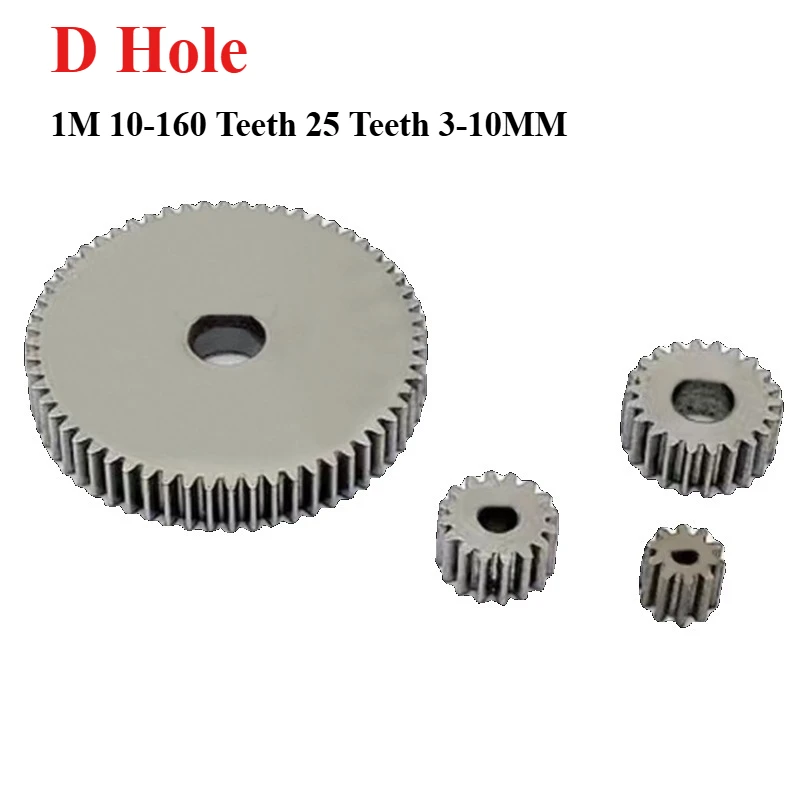Weiyi 1m 10-160 Teeth 25 Teeth 3-10mm Round/d Hole Spur Metal Carbon Steel Gear Diy Motor Model