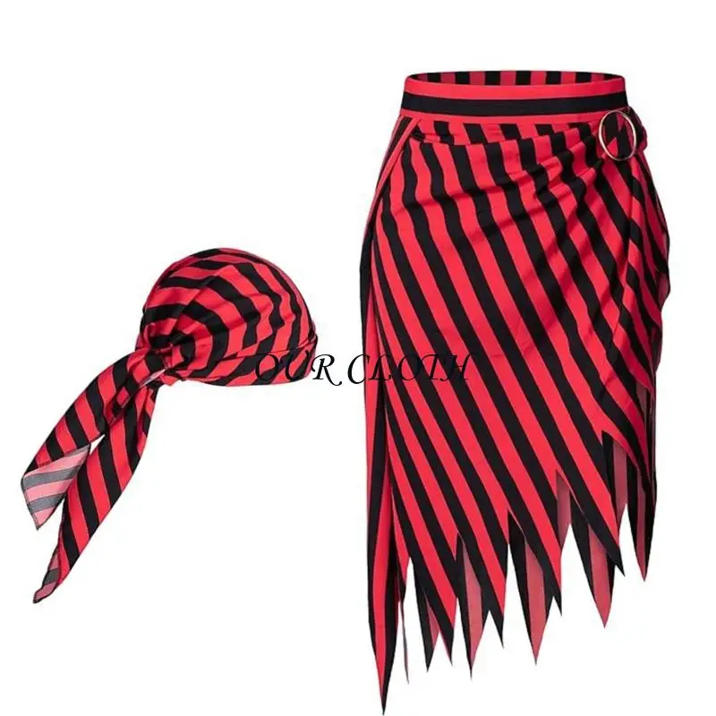 2pcs Pirate Bandana Head Scarf Pirate Jirate Pirate Costume Accessoires Set For Women Men Halloween Cosplay Costumes Y1ac