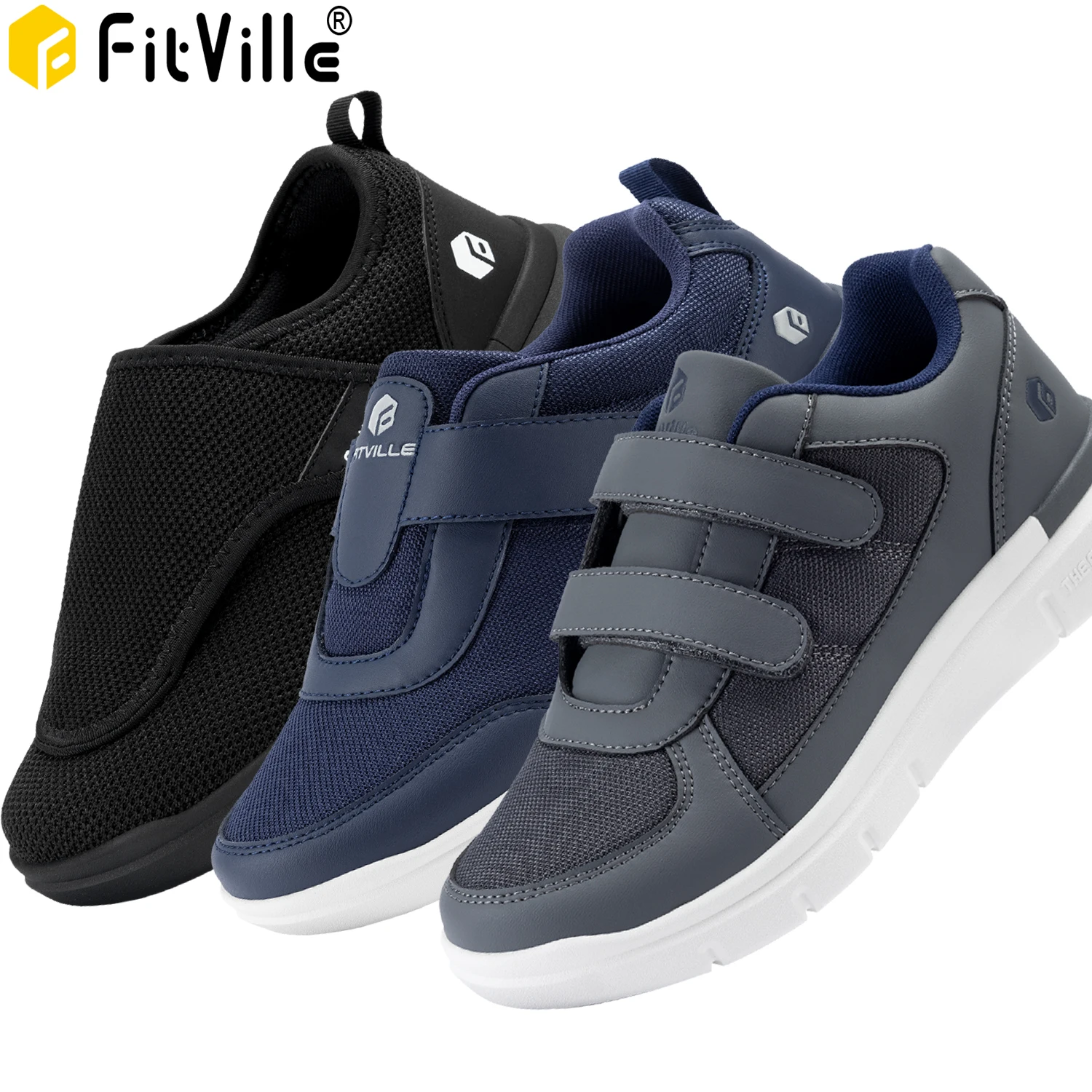 FitVille Men's Diabetic Shoes for Swollen Feet