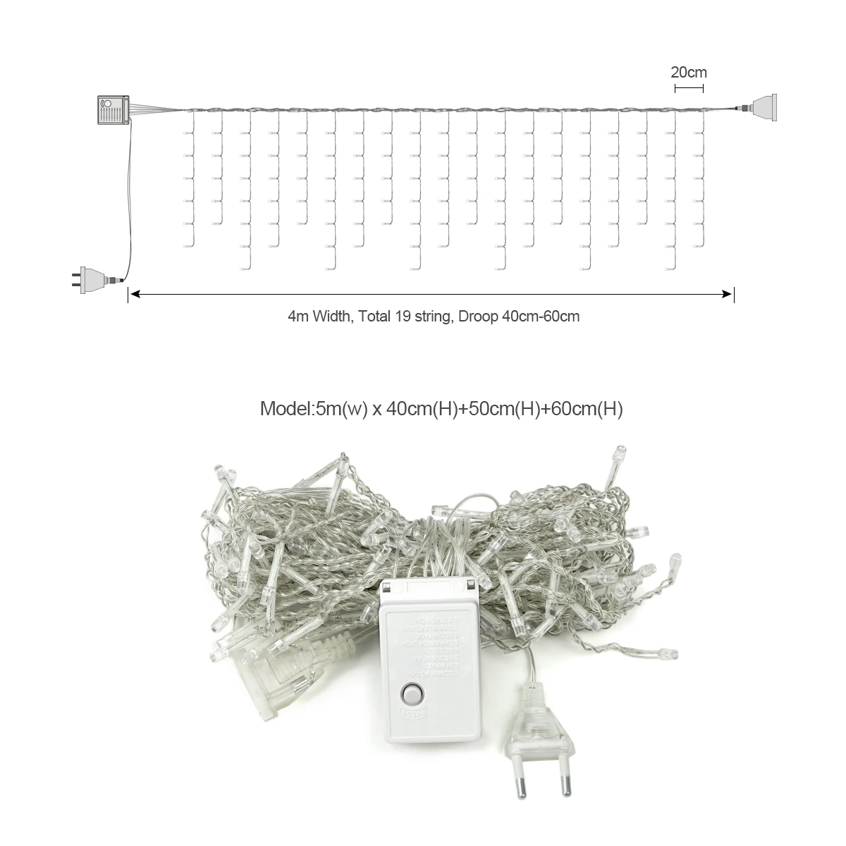 5m led cortina icicle string luz 110v 220v fada luz de natal ao ar livre gota 0.4-0.6m guirlanda lâmpada corda festa de casamento decoração