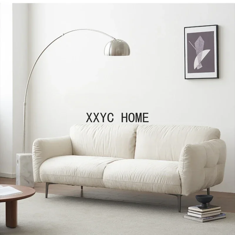 

Sofa Modern Double-Seat Small Apartment Fabric down Armrest Cream Sofa