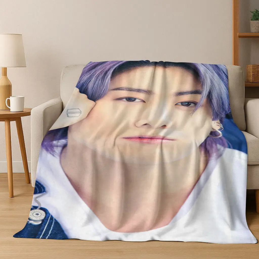 ثلاثية الأبعاد Kpop Jeon Jung Kook Jk JIMIN ستار الفانيلا بطانية لينة بطانية دافئة لغرفة النوم غرفة المعيشة السرير السفر التخييم نزهة هدية #6