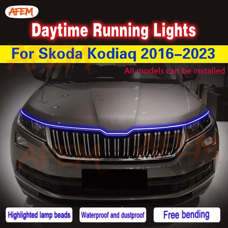 1pcs For Skoda Kodiaq 2016-2023 LED DRL Daytime Running Lights Daylight Driving light fog lamp Flexible Light Strip Universal