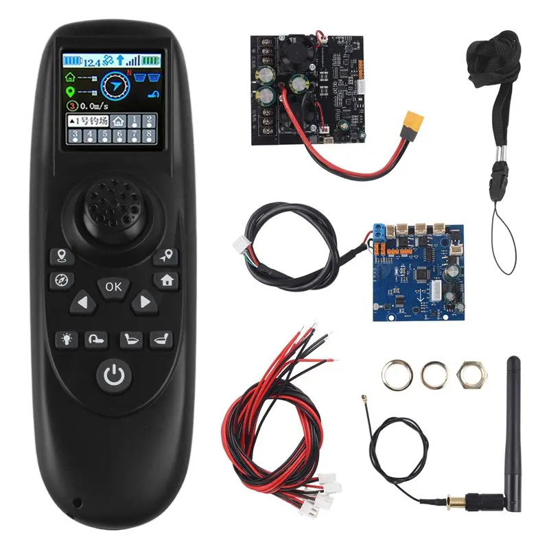 B76B RXG4P-TXG4 Brushless Net-Pulling Boat Remote Control Set with Colored Screen Receiver Board 7-30V GPS Module for RC Trawler