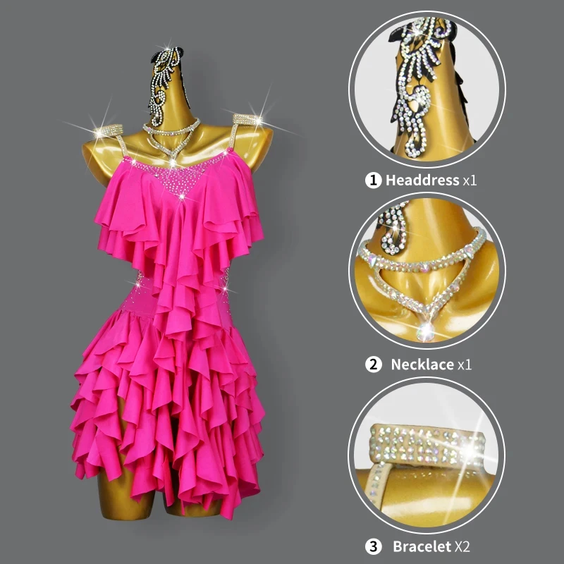 

Новое платье для латинских танцев, костюм для соревнований, женская сексуальная одежда для девочек, большие размеры, бальная короткая юбка, праздничная одежда, сценический спортивный костюм