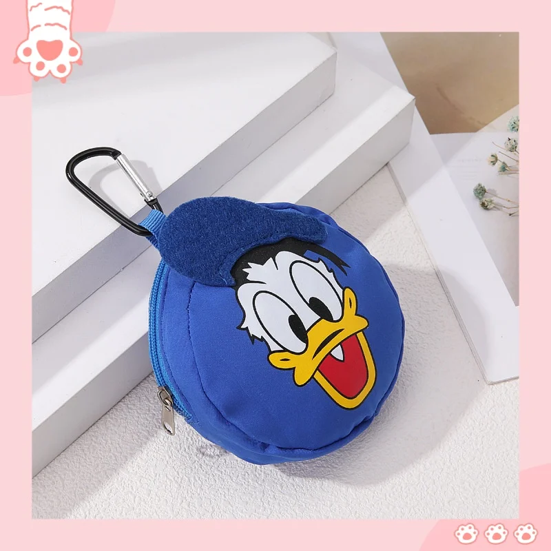 

Disney cartoon round bag donald duck cute coin wallet mini storage wallet keychain headphone bag small pendant accessories