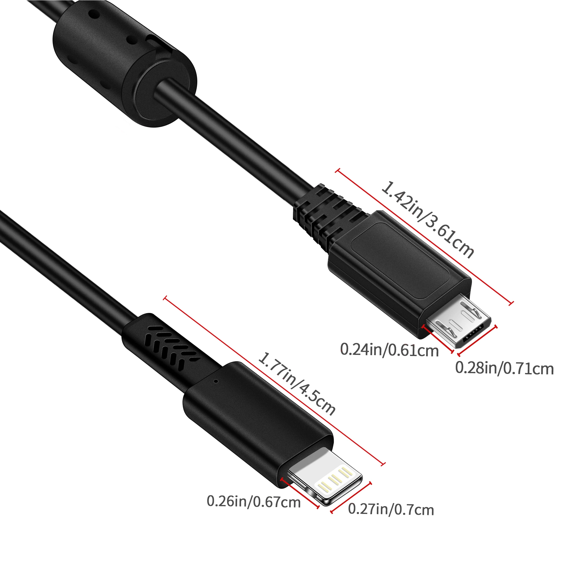 Sony Camera Micro 5pin to Lightning port OTG cable for iphone14,13,12,8,7,6,for Sony, Casio, Canon, Nikon, Fuji SLR camera