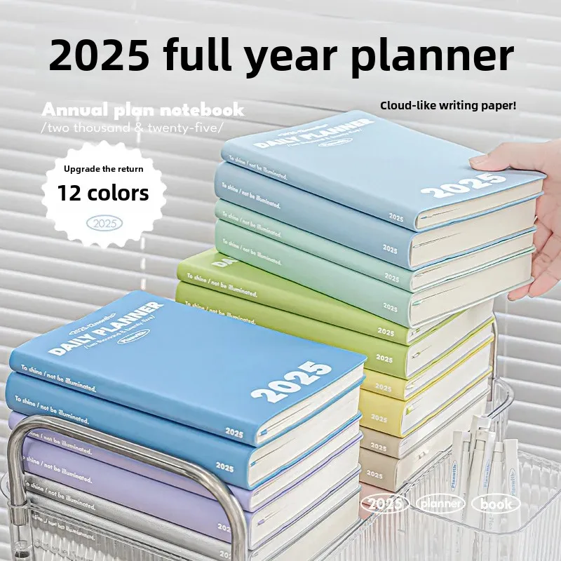 Planwith Friend 2025 Full Year High Aesthetic Value Diary Calendar Book Efficiency Manual Card Notebook Office School Supplies