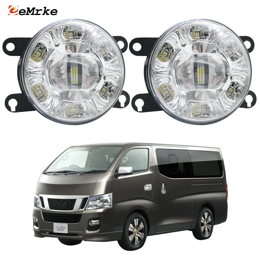 1 Pair Led DRL + Fog Lights Assembly for Nissan NV350 Caravan E26 2012-2017 Car PTF Clear Lens Daytime Running Fog Lamp