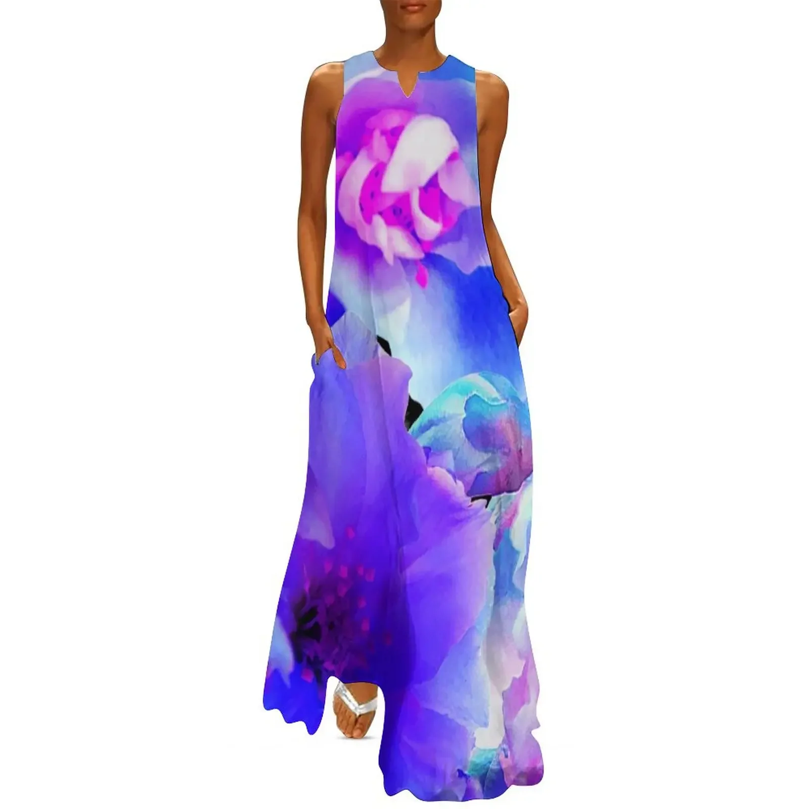 

Bluetiful Blossom Blooms - Behind Black Long Dress long dress women summer summer dress womens 2025