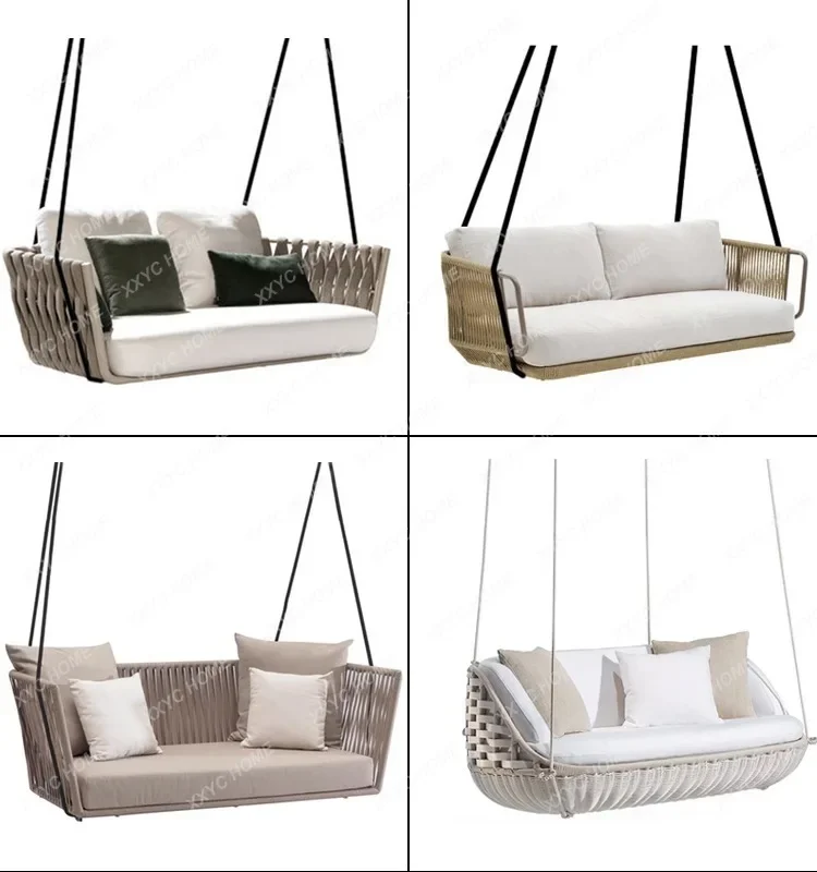 Outdoor Rattan Woven Homestay Hotel Courtyard Balcony Hanging Basket Rocking Chair Bird's Nest Hanging Rattan Chair Sofa