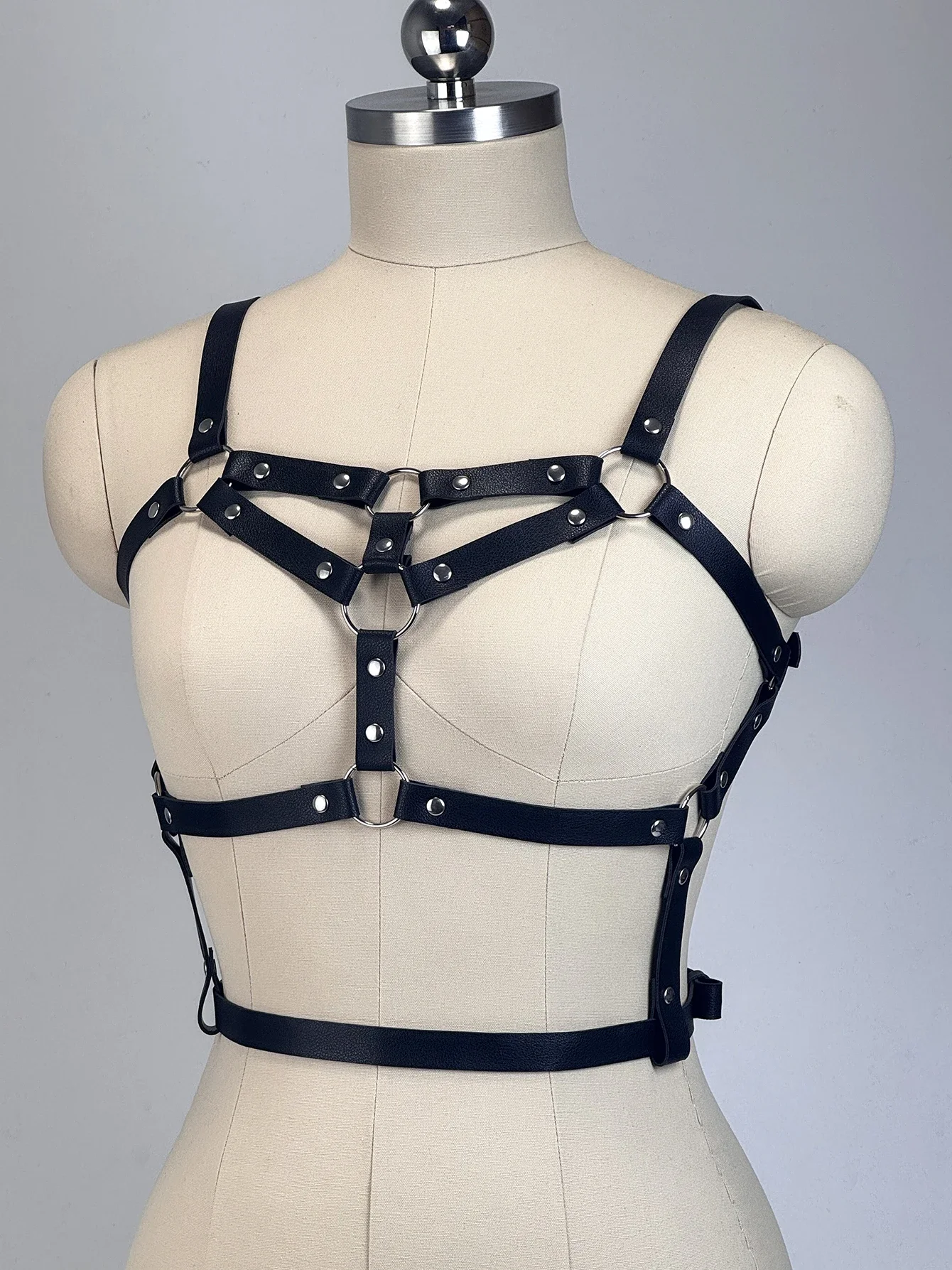 Women Fashion Belt Corset PU Leather Corselet  Modeling PU Leather Belt Body Harness Goth Clothing Accessories