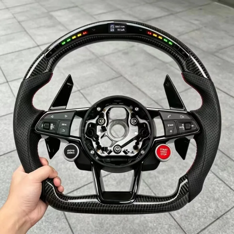 Carbon Fiber Leather Customization LED Bluetooth Rotary Steering Wheel for Audi A3/A4/A5/A6/Q7/Q5/Q3/Q8-High Quality M Sport