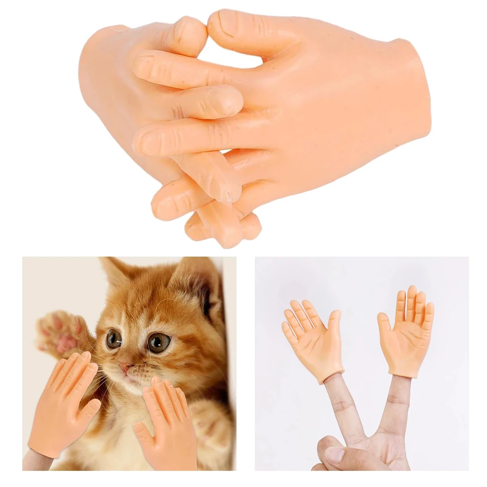 Katze Interaktive Lustige Geste Spielzeug Mini Multi-Stil Necken Katze Kunststoff Finger Menschliche Gefälschte Hand Handschuhe Haustier Spielzeug liefert