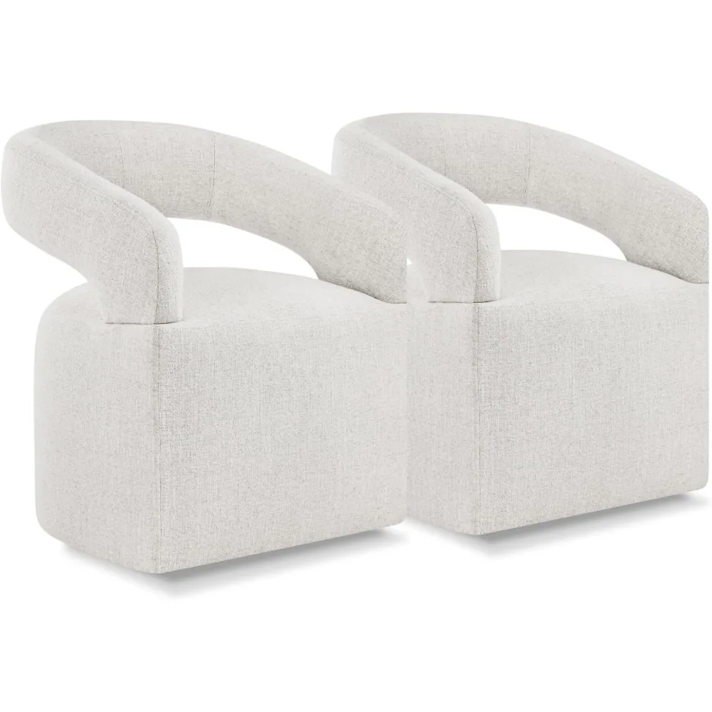 

Upholstered Dining Chairs with Casters Easy Assembly Require Modern Barrel Armchair with Rollers for Diningroom Bedroom Livingro