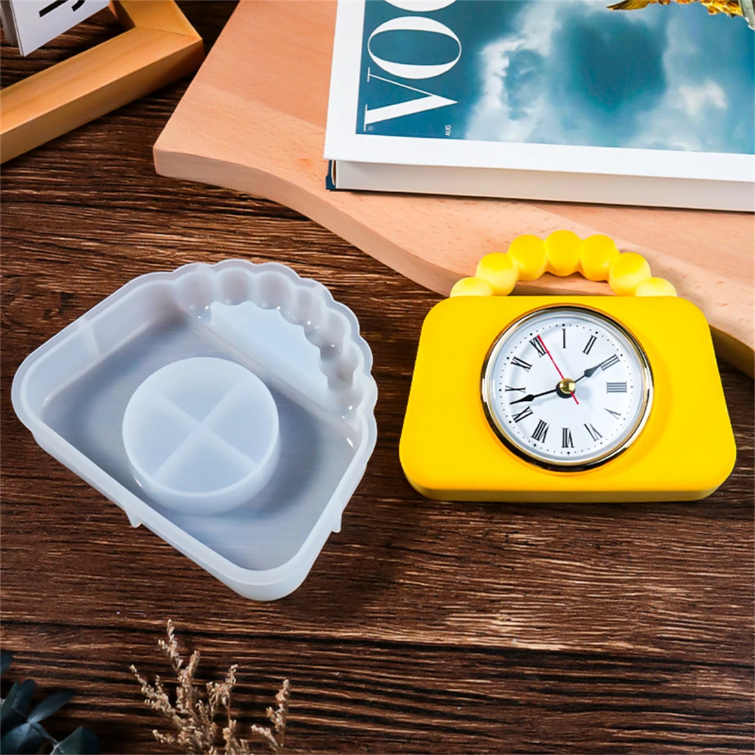 DIY reloj de mesa Vertical mesa de péndulo molde de silicona Linda casa/forma de pájaro adorno de reloj Molde de resina Epoxy decoración del hogar