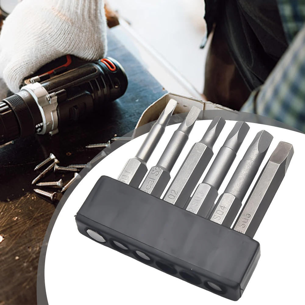 

6Pcs 50mm SQ1-SQ5 Square Head Screwdriver Bit Set Hex Shank Magnetic Screwdriver Hex Screwdriver Kit Hand Repair Tool