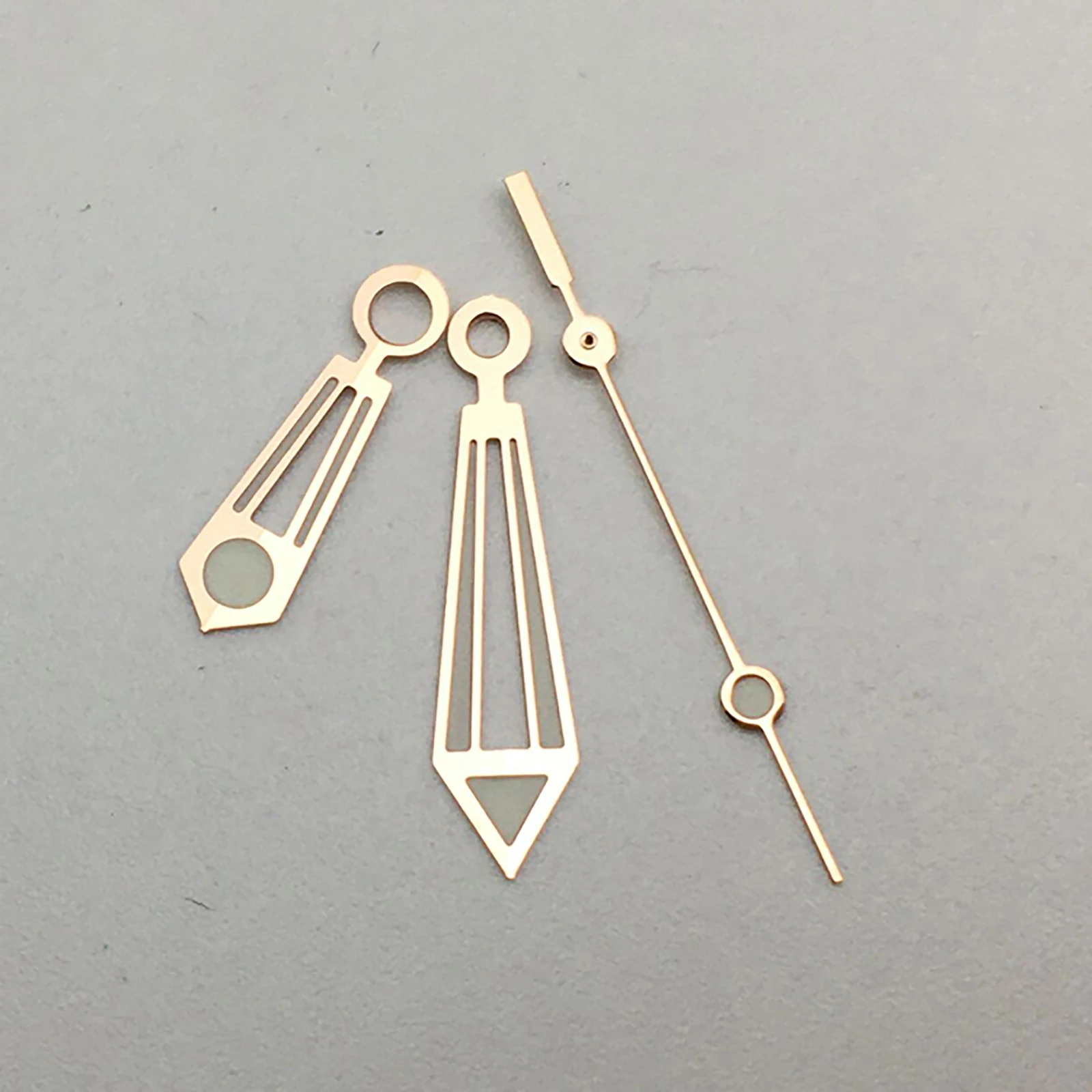 Manecillas de reloj rosa/doradas para piezas modificadas de movimiento 8215, puntero de reloj luminoso verde, accesorios de manecillas de 9x13,2x14,2mm