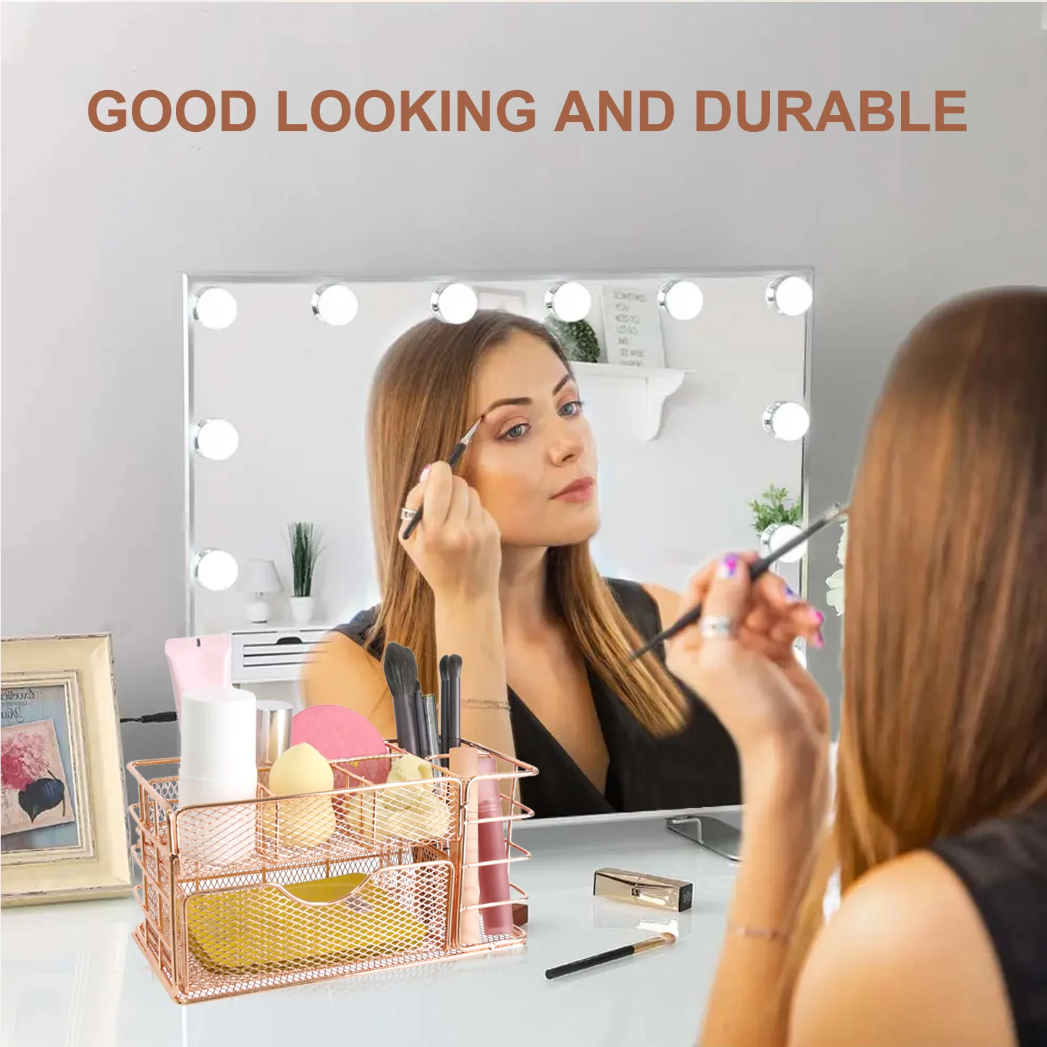 رف ملفات معدني ذهبي نورديك، صندوق درج تخزين سطح المكتب متعدد الطبقات، منظم اللوازم المكتبية، مستندات مستحضرات التجميل والقرطاسية Hol