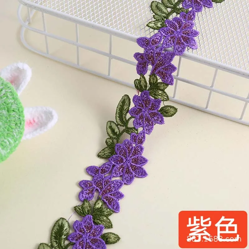 

30Yards Water Soluble Lace Trim Craft Flower Polyester Lace Fabric Venise Floral Embroidered Applique Decorated Lace Ribbon