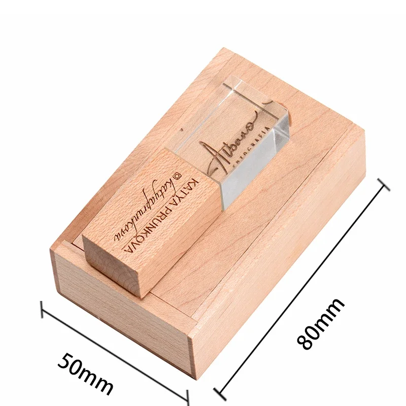 20 PCS Lote USB Flash Drive Memory Stick Free Custom Logo Wooden Box Pen Drive Storage Device Pendrive 128GB 64GB 32GB 16GB 8GB