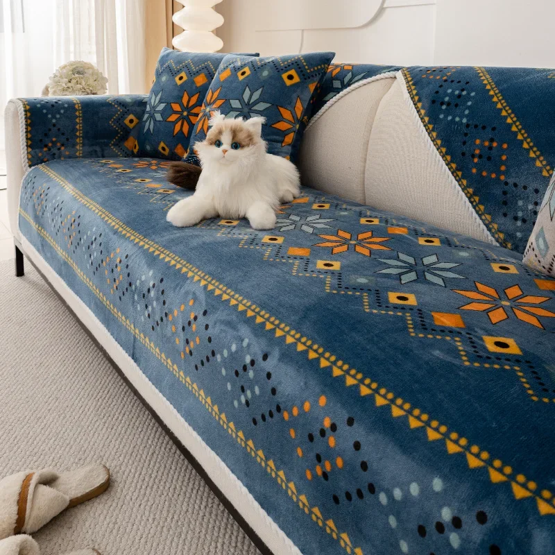 High-end Sofa Cover Anti-cat Scratch Bohemian Style Chenille Sofa Cushion Suitable for All Seasons