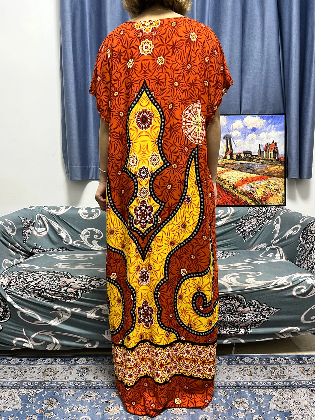 Muslim Abayas For Women 2023 Summer Print Floral Cotton Femme Robe African Islam Turkey Woman Traditional Dresses With Headscarf