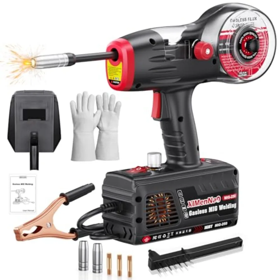 ماكينة لحام MIG محمولة 110 فولت: مسدس لحام كهربائي محمول 120 أمبير مع عاكس IGBT لحام أساسي للتدفق الفعال - كومبا
