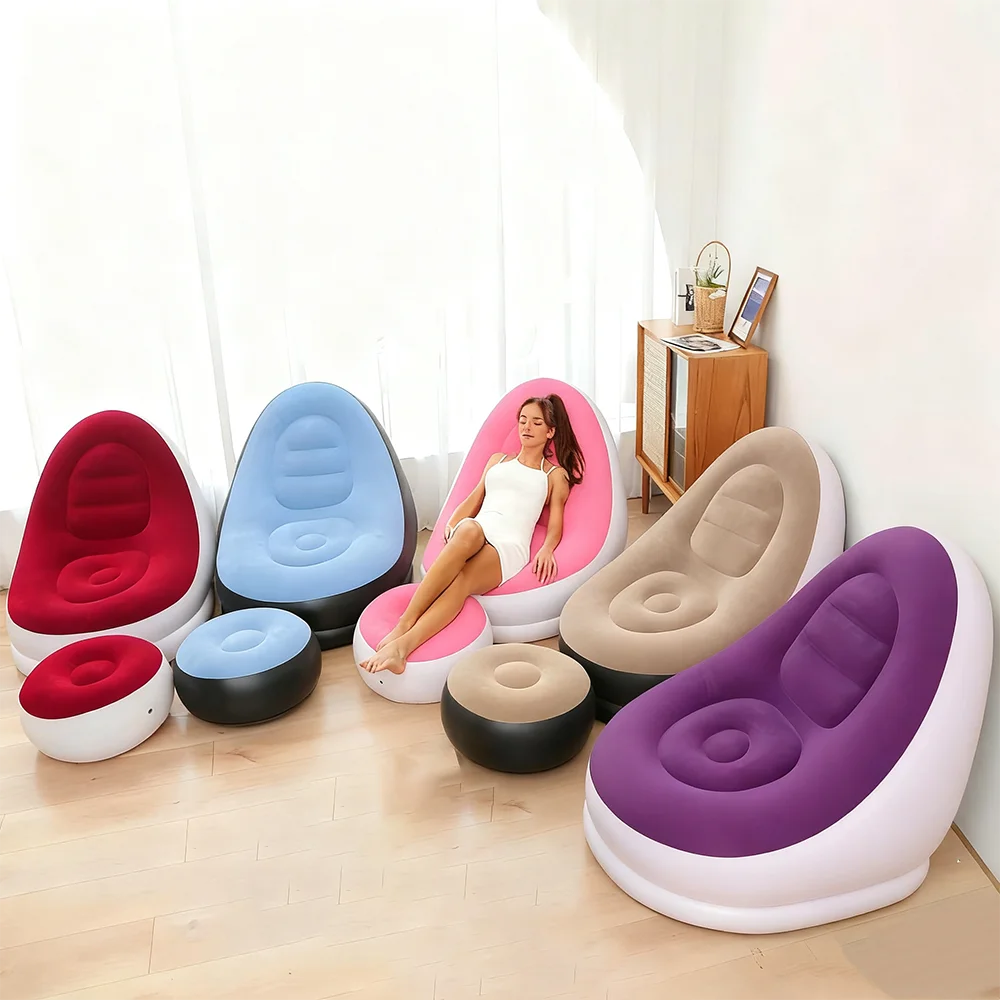 

Fold Outdoor Music Festival Concert Inflatable Lazy Sofa Fashion Single Thick Flocked PVC Chair Portable Foldable Lounge Chair