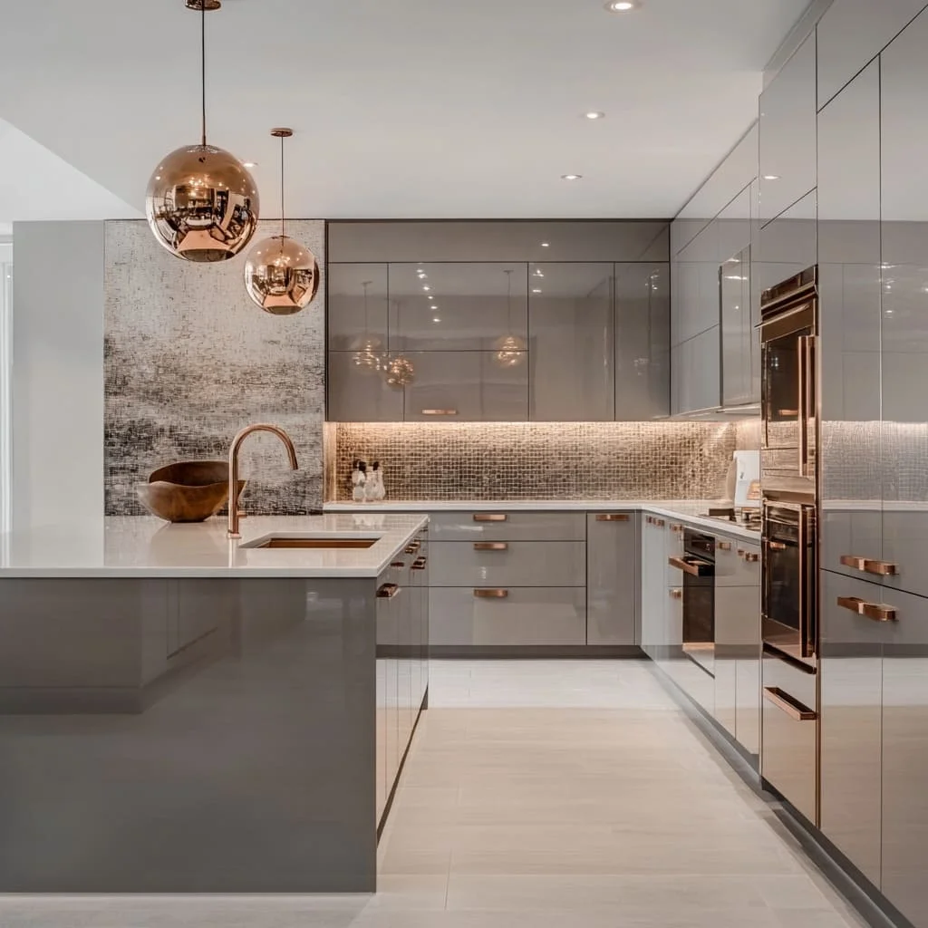 High Gloss Kitchen Island Cabinet Paint Acrylic Panel Lacquer Modern Wood Laminate  Storage