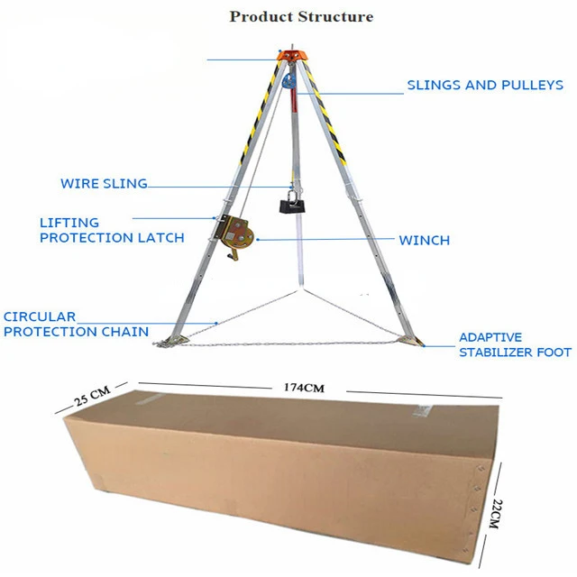 firefighting equipment durable long life time 1000kg industrial lifting tool rescue tripod