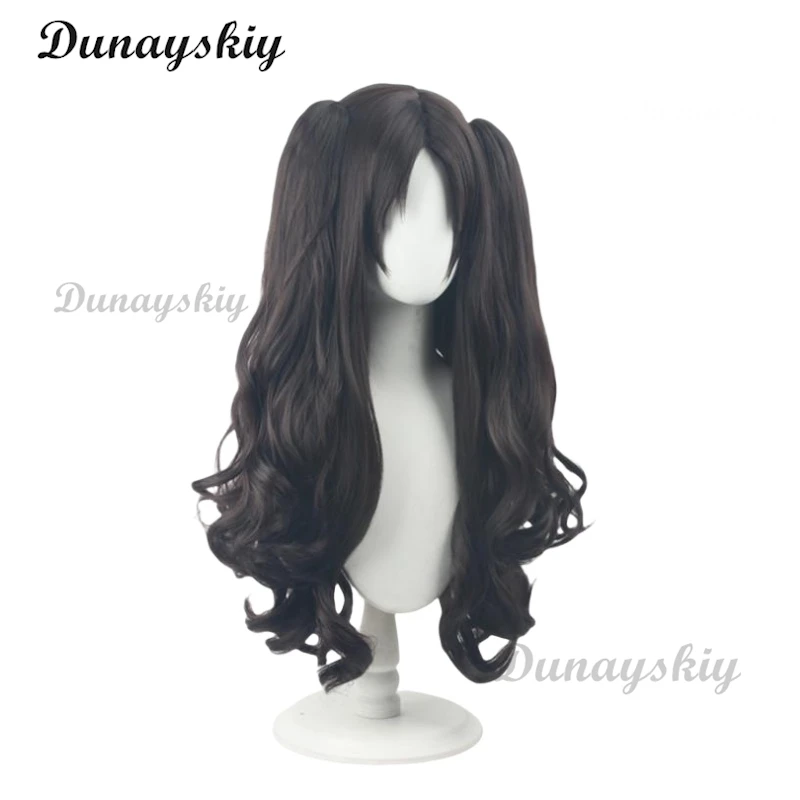 Fate/stay night Rin Tohsaka Long Wavy Brown Ponytail Heat Resistant Hair Cosplay Costume Wig + Ruby Necklace