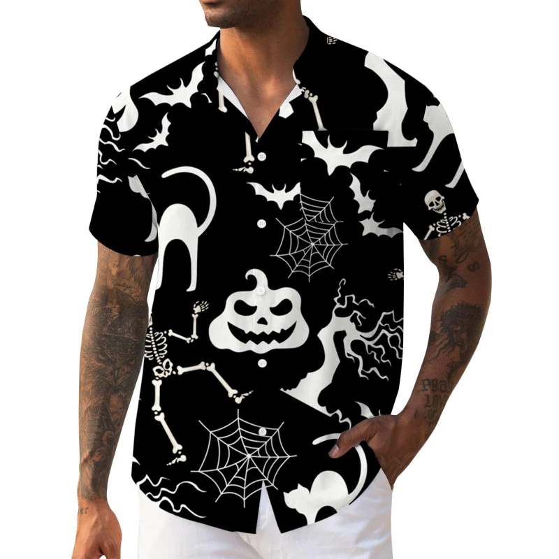 

Men's 3D Print Short Sleeve Shirts Halloween Casual Comfortable Fashion Trend Loose Full Print Shirt Men Women Festival Wear Top