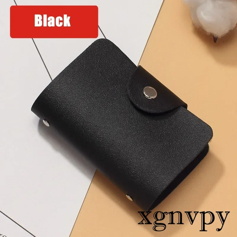 Xgnvpy-tarjetero de cuero para hombre y mujer, bolsa Simple de bolsillo de Color sólido, organizador de tarjetas de identificación de crédito