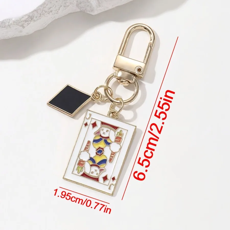 1pc/4pcs Poker Card Keychain, King Queen Red Hearts Spades JOKER Design, Durable Bag Pendant for Valentine's Day Carnival 4th Ju