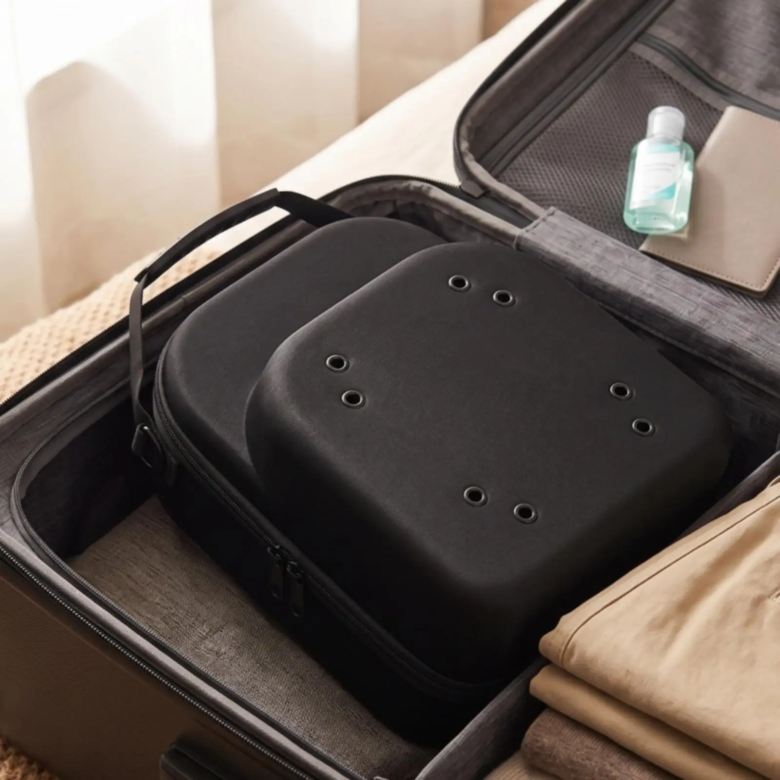 Durable EVA Cap Box for Duckbill Hats with Reinforced Air Holes and Comfortable Carrying Strap