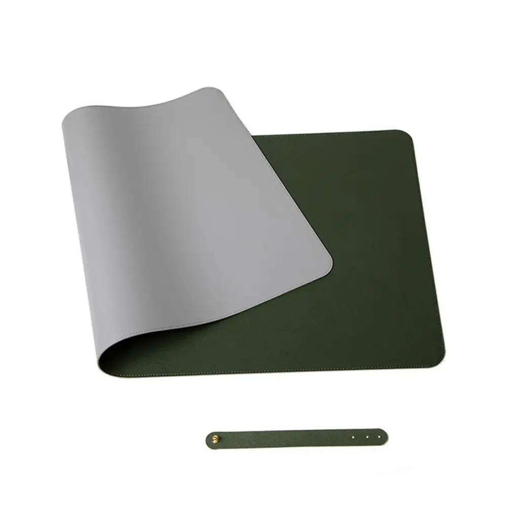 Stain Resistant PVC Mouse Pad Strap Design Faux Leather Decorative Smooth Surface Mouse Cushion Desk Gaming Keyboard Mat