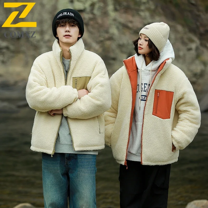 

COMXZ Men Fleece Jacket Thickened Travel Trip Cold Resistance Daily Outing Padded Jacket Ski Resort High Quality Winter Padding