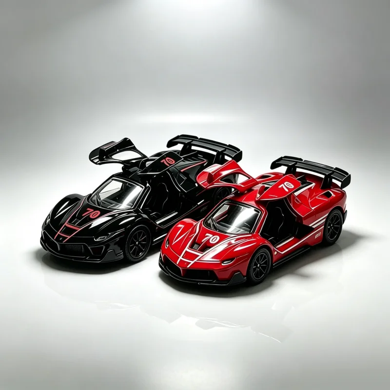 1:36 Scale Alloy Car Model, Track Racing Super Sports Car, Brightly Colored Metal-Cast Vehicle, Hinged Pull-Back Mechanism, Door